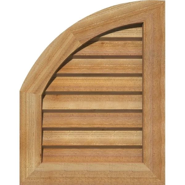 Quarter Round Top Left Western Red Cedar Gable Vent w/Decorative Face Frame, 10